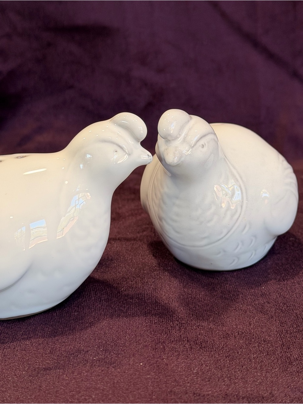 Italian White Ceramic Quail Salt & Pepper Shakers NWT